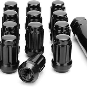 ATV M12x1.5 Spline Lug Nuts, 16pcs 12×1.5 Lug Nuts Black with 1 Socket Key,12mmx1.5 Closed End Locking Lug Nuts for Polaris Ranger RZR Hond…
