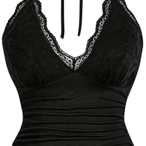MakeMeChic Women’s Y2K Lace Halter Top