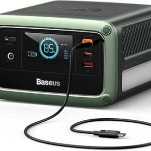 Baseus Laptop Power Bank 140W – 48,000mAh 6-Port Portable Power Station with 2 AC Outlets, Smart Digital Display, LED Light, LiFePO4 Backup…