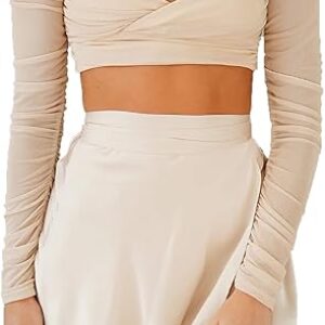 Womens Wrap Mini Skirts Casual High Waist Self Tie Knot Silk Satin Short Skater Skirt