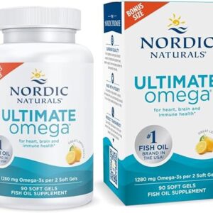 Nordic Naturals Ultimate Omega, Lemon Flavor – 90 Soft Gels – 1280 mg Omega-3 – High-Potency Omega-3 Fish Oil Supplement with EPA & DHA – P…
