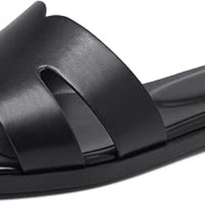 Women’s Flat Sandals Dressy Comfortable Slide Sandals Fashion Square Open Toe Slip On Beach Sandals for Summer