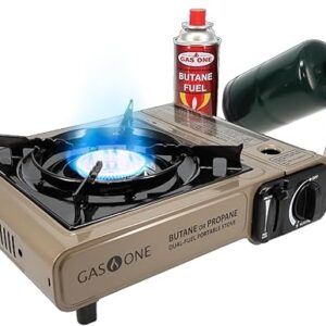 Gas One GS-3400P Propane or Butane Stove Dual Fuel Stove Portable Camping Stove – Patented – with Carrying Case Great for Emergency Prepare…