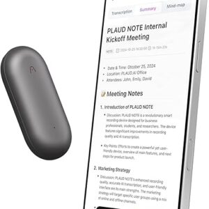 AI Voice Recorder, PLAUD NotePin Voice Recorder, App Control, AI Notetaker, AI Transcribe & Summarize, Support 112 Languages, 64GB Memory, …