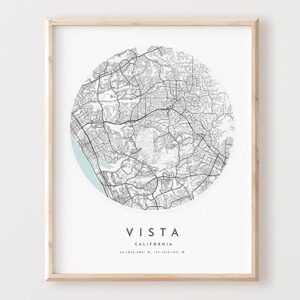 Vista Map Print Vista Map Poster City Wall Art Ca Road Map California Print Street Map Decor Office Gift L863v4
