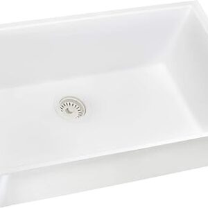 Ruvati 27 x 18 inch Granite Composite Undermount Single Bowl Kitchen Sink – Arctic White – RVG2027WH