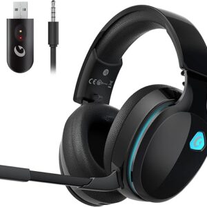 2.4GHz Wireless Gaming Headphones for PS5, PS4 Fortnite & Call of Duty/FPS Gamers, PC, Nintendo Switch, Bluetooth 5.3 Gaming Headset with N…