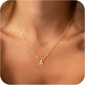 Initial Necklace for Women Girls Kids – Dainty 18K Gold Plated Initial Necklace Tiny A-Z Pendant Necklace Cute Initial Letter Necklace Gold…
