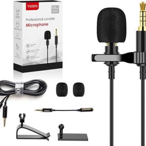 VIOFO Professional Lavalier Lapel Microphone Kit Omnidirectional Lavalier Mic Compatible with iPhone Android Smartphone, Laptop, PC, DSLR f…