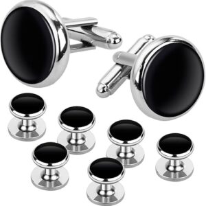 Best Gift for Men Rovtop Mens Cufflinks and Studs, Tuxedo Shirt Cufflinks and Studs Set for Men, Brass Cuff Links and Shirt Studs for Weddi…