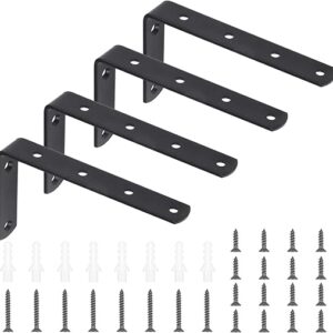 4 PCS 90 Degree Angle L Shaped Shelf Bracket, Corner Brace Joint Bracket Fastener, 5 x 3Inch Floating Shelves Bracket Support Wall Hanging …