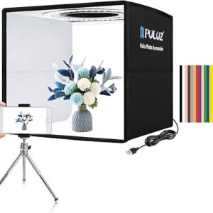 PULUZ Mini Photo Studio Light Box, Photo Shooting Tent kit, Portable Folding Photography Light Tent with CRI >95 96pcs LED Light & 6 Kinds …