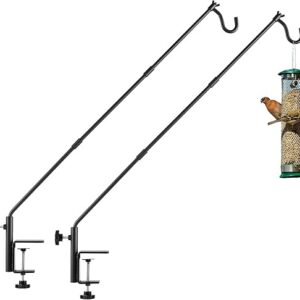 2 Pack Heavy Duty Fence Deck Hook 31 Inch for Bird Feeder-Extended-Adjustable-360 Degree Rotary-Solid Rod Plant Bracket Hanging Hooks for P…
