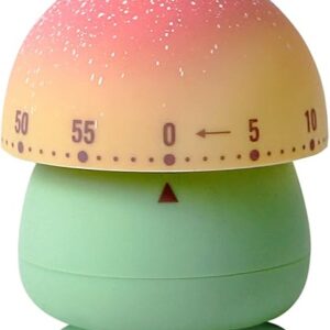 Mechanical Kitchen Timer – Cute Mushroom Wind Up 60 Minutes Manual Countdown Timer for Classroom, Home, Study and Cooking (Green Base)