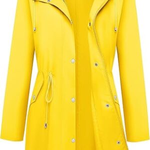 Bloggerlove Rain Jacket for Women Waterproof with Hood Trech Coat for Women Lightweight Raincoats Long Windbreaker