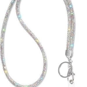 Fashion 34.8” Sparkle All Round Strap Crystal Neck Lanyard,Exclusive Bling Work Name Card Holder,Rhinestone Cellphone Necklace ID Badge Re…