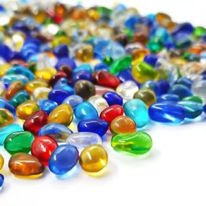Keedolla Colorful Clear Sea Glass Pebbles Aquarium Gravel Fish Tank Rocks Small, Irregular Glass Gems Stones Beads Marble Pebbles Rock Sand…