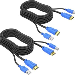 MT-VIKI 2 Pack USB KVM Cable – 6ft, 4K HDMI USB A/B Twin Cord for Standard KVM Switch