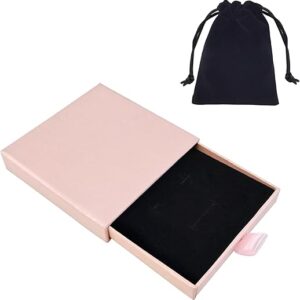 Quacc Small Jewelry Gift Box and Velvet Bag, Necklace Bracelet Earring Cardboard Organizer Square Jewellery Gift Box Pendent Storage Case f…