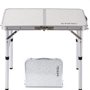 Folding Camp Table Small, 24”L x16”W with Adjustable Height Legs, Indoor Outdoor Lightweight Portable Aluminum Dining Table for Picnic Ca…