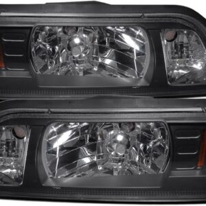 Fits 1987-1993 Ford Mustang Factory Replacement All-in-One Headlights Assembly Pair | Black