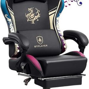 GTPLAYER Gaming Chair with Bluetooth Speakers and Footrest, Dragon Series Video Game Chair ，Heavy Duty Ergonomic Chair，Esports Gaming Chair…