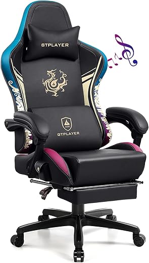 GTPLAYER Gaming Chair with Bluetooth Speakers and Footrest, Dragon Series Video Game Chair ,Heavy Duty Ergonomic Chair,Esports Gaming Chair...