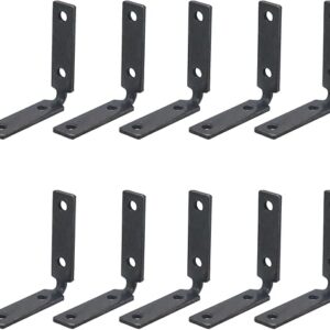 MY MIRONEY 10PCS L Shaped Bracket Black Corner Brace Metal 90 Degree Right Angle Bracket Hardware Shelf Support Brackets with Screws for Fu…
