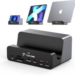 TobenONE 18-in-2 MacBook Docking Station Dual Monitor 4K@60Hz, 150 Power Adapter, 20W Charging, USB C Docking Station with 2 HDMI&DP, 7 USB…