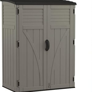 Suncast 54 Cubic Ft. Vertical Resin Outdoor Storage Shed with Lockable Double Doors, Weather-Resistant Multi-Wall Panels, Customizable Shel…