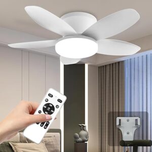 Yoobao Modern Ceiling Fans with Lights and Remote, 6 Speeds & 3 Colors, Easy to Install, 25.6 inch DC Reversible Ceiling Fan Light for Summ…