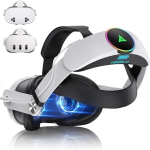 Foscomax RGB VR Headset for Oculus/Meta Quest 3/3S Head Strap with 10000mAh Battery, Rechargeable Elite Strap Extend 4-6H Playtime and Adju…