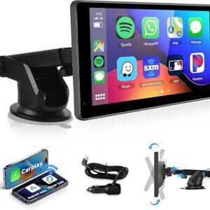 Podofo Wireless Carplay Screen for Car,7inch 1080P HD IPS Touch Screen Portable Car Radio Audio Receivers, Wireless Android Auto Screen 2 M…