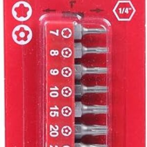 TORX PLUS IPR, Torx Plus 5-Point Tamper-Proof Security Bits (IPR 7-IPR 40), 25mm, 10 -Pieces, High Grade S2 Steel