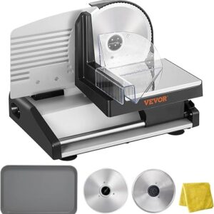 VEVOR Meat Slicer, 200W Electric Deli Food Meat Slicer with Two 7.5″ Stainless Steel Removable Blade, 0-15mm Adjustable Thickness for Home …