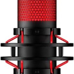 HyperX QuadCast – USB Condenser Gaming Microphone, for PC, PS4, PS5 and Mac, Anti-Vibration Shock Mount, Four Polar Patterns, Pop Filter, G…