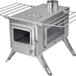 WINNERWELL Nomad View Large Tent Stove | Portable Wood Burning Stove for Tents, Shelters, and Camping | 1500 Cubic Inch Firebox | Precision…
