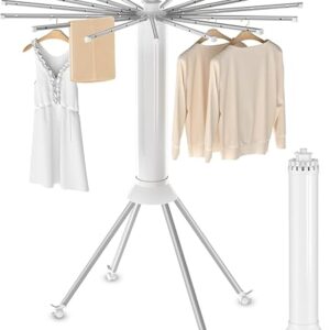 4-Legged Clothes Drying Rack Foldable, Outdoor Collapsible Drying Rack Clothing, Portable Laundry Drying Rack with 4 Pulleys, Aluminum Allo…