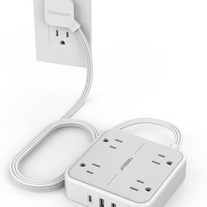 Flat Plug Surge Protector with USB Charging