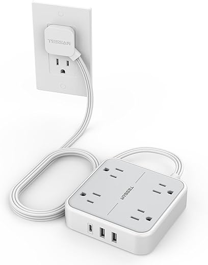 Flat Plug Surge Protector with USB Charging