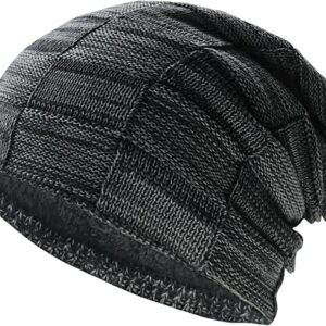 PFFY Slouchy Beanie Hats for Men Women Winter Thick Warm Lined Beanies Knit Skull Cap
