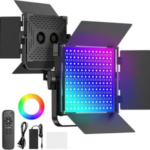 RGB Photography Lighting Kit, 50W Bi-Color LED Studio Lights, 2300k~8500k, CRI 97+, 27 Lighting Effects Video Light for Filming Camera Phot…
