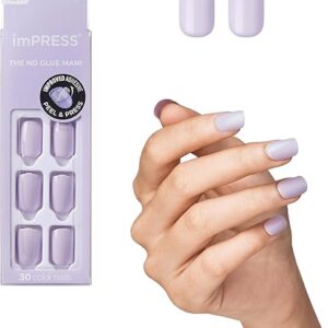 KISS imPRESS No Glue Mani Press On Nails, Color, ‘Picture Purplect’, Violet, Short Size, Squoval Shape, Includes 30 Nails, Prep Pad, Instru…