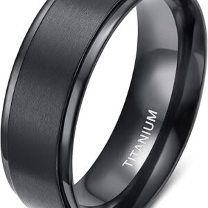 TIGRADE 4mm 6mm 8mm 10mm Black Titanium Rings Wedding Band Matte Comfort Fit for Men Women Size 3-15