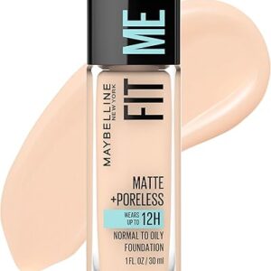 Maybelline Fit Me Matte + Poreless Liquid Oil-Free Foundation Makeup, Natural Ivory, 1 Count (Packaging May Vary)