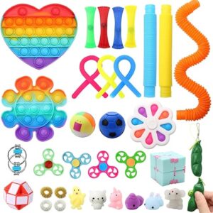 Fidget Simple Fidget Pack, 35pcs Fidget Toys Set with Popping Fidget Sensory Toys for Kids and Adults Simple Fidget Stress Relief Kit Gift …