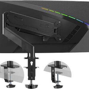 Gas Spring Monitor Arm 32 Inch,Adjustable Single Monitor Desk Mount with Swivel/Tilt/Rotation,Computer Monitors Stand Holder with Clamp/Gro…