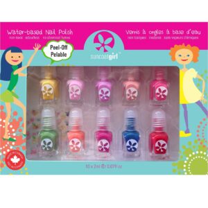 Suncoat Girls Nail Polish Sets for kids – Water Based Children’s Nail Polish Set – Party Palette – Safe and Fun Nail Polish for Finger Nail…