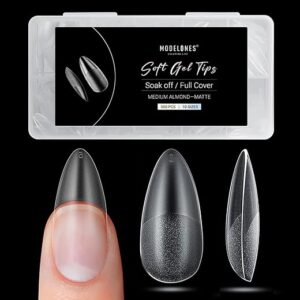 Modelones Medium Almond Nail Tips, 500Pcs Fake Nails Gel Tips Pre-shaped Full Matte Cover False Acrylic Extensions No Filed Stronger Press …