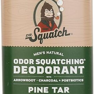 Dr. Squatch Natural Deodorant for Men – Odor-Squatching Men’s Deodorant Aluminum Free – Pine Tar (2.65 oz)